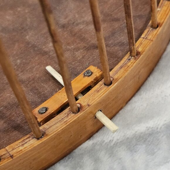 MCM 50s 60s Ornate Bamboo Rattan Hanging‎ Birdcage Round Carved Boho Decor Brown - Picture 9 of 15